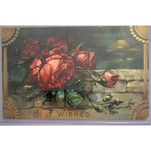 Lot Of Four Vintage Antique Embossed Postcards Flowers - Picture 2 of 9